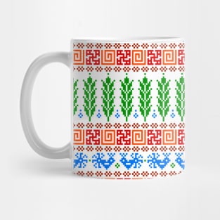 Abundance Force - Spiritual Strength - Bird - Sprouts - Slavic Pagan Symbol - Folk Ornament on White Mug